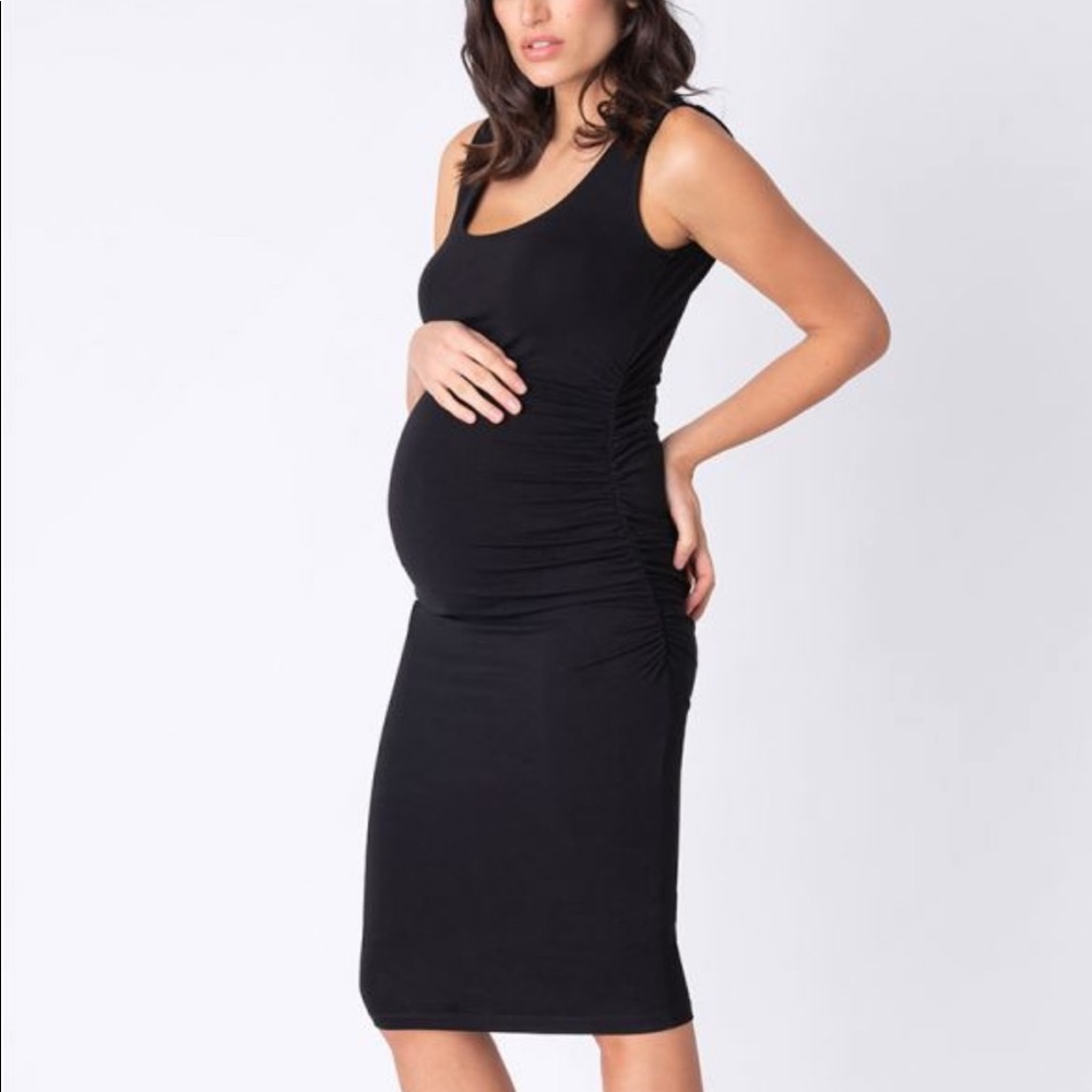 Seraphine ruched black midi maternity tank dress - 12
